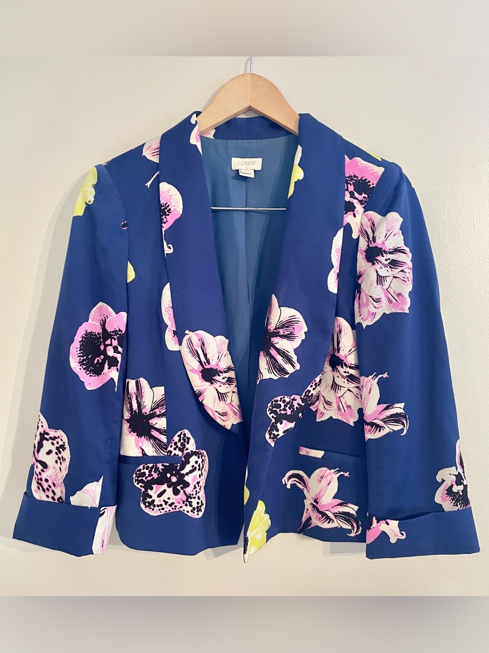 J. Crew Navy Blazer with Pink & Yellow Floral Print